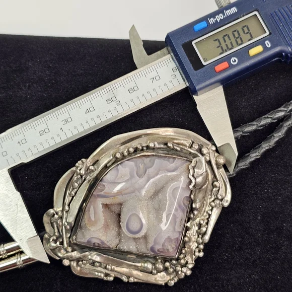 Stan Davidson Sterling Silver Brutalist Modernist Bolo Tie Large Stone 97g - Picture 6 of 13